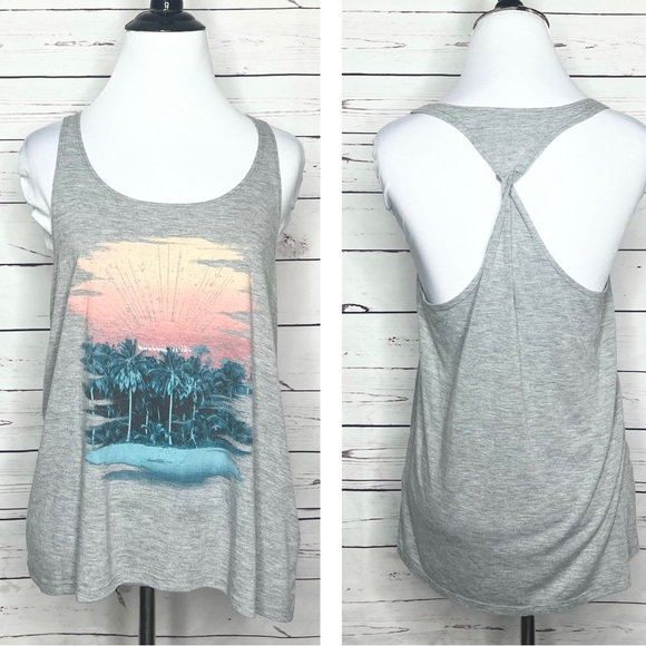 Volcom Stone Gray Sunset Twist Detail Racerback Tank Top Size Small - Picture 1 of 10